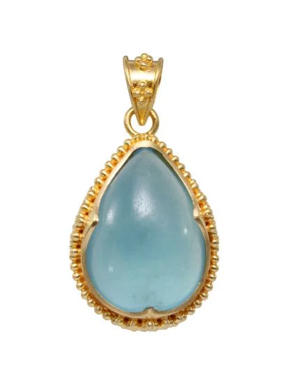 ☆送料・関税込☆HEI★aquamarine cabochon necklace★ 18kt Aquamarine Pear Shaped Cabochon Pendant — The Jewel